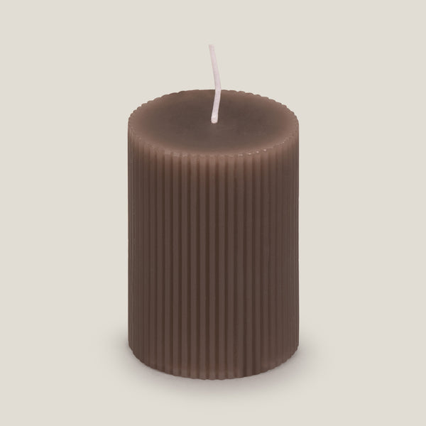 Frankie Beige Ribbed Pillar Candle L