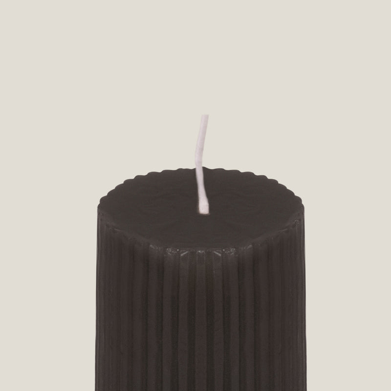 Frankie Beige Ribbed Pillar Candle S
