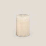 Frankie White Ribbed Pillar Candle