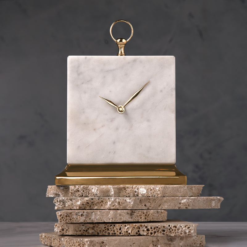 Montrose White & Gold Table Clock