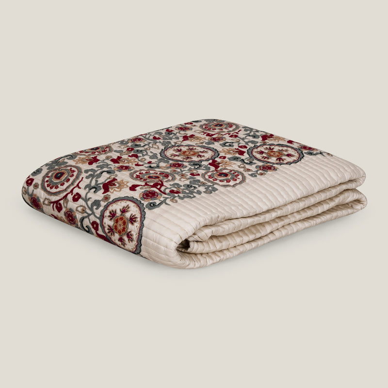 Nyla Off White Embroidered Bed Spread