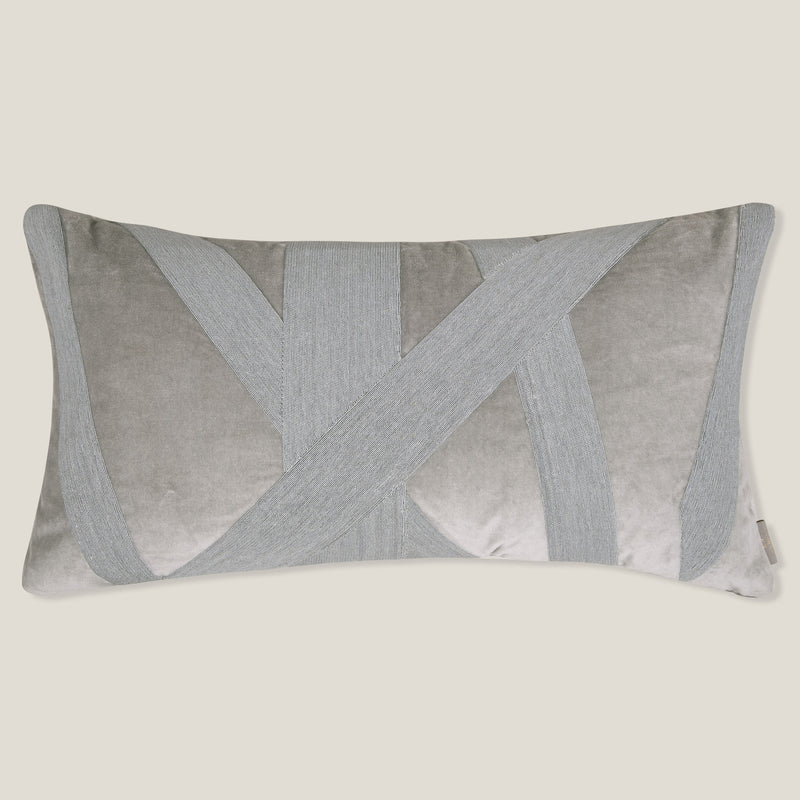 Shard Light Grey Emb. Velvet Cushion Cover