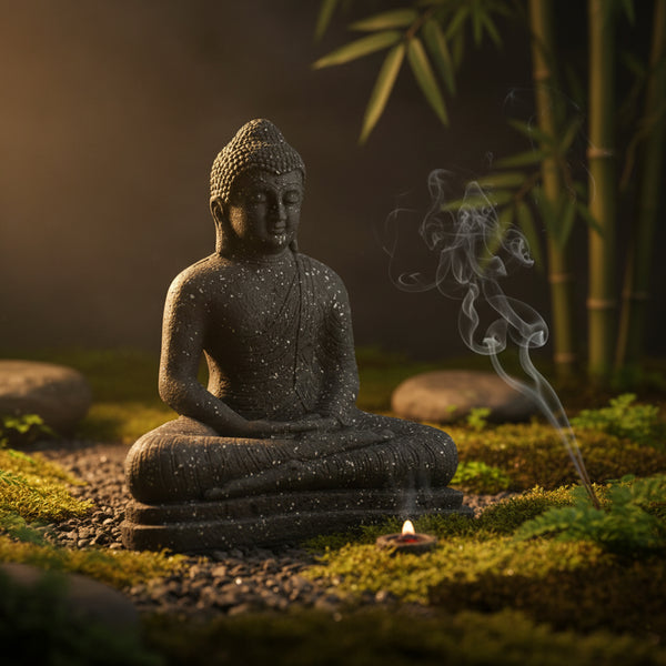 Meditating Buddha Black Sculpture