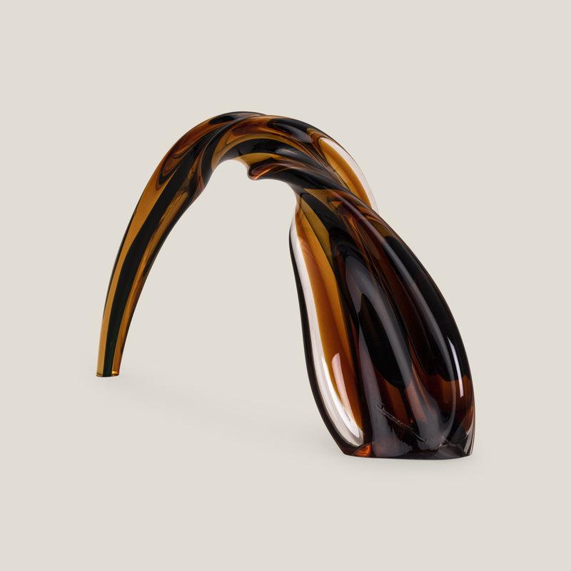 Prismatic Amber Crescent Glass Decor