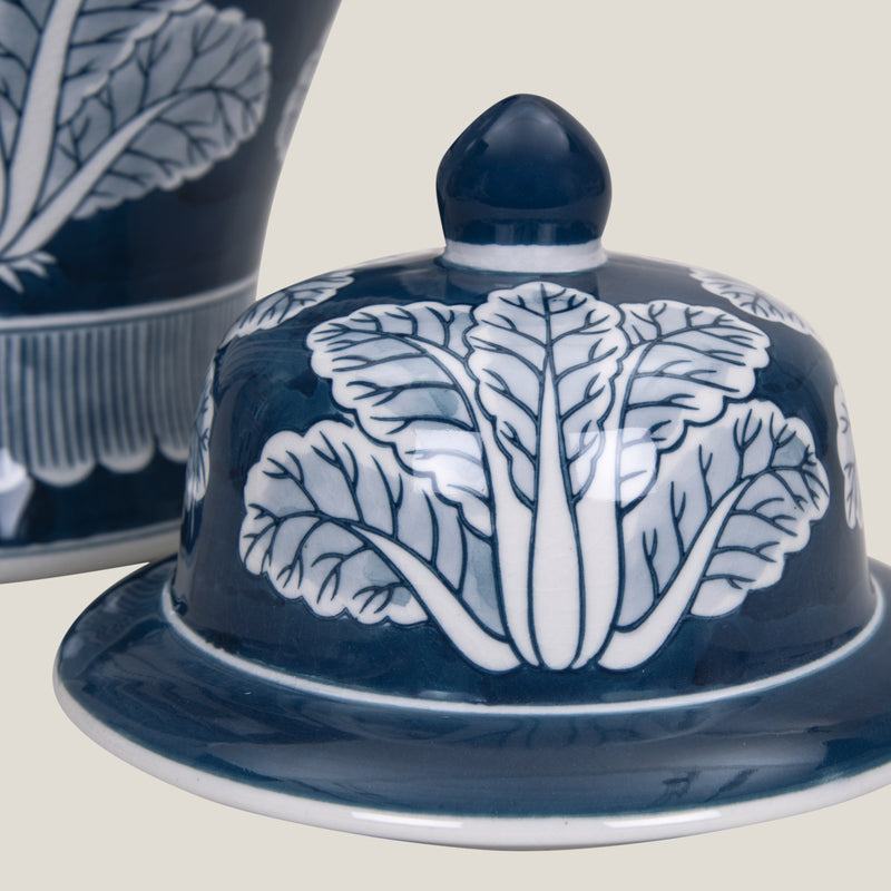 Floraison Blue Ceramic Decor Jar