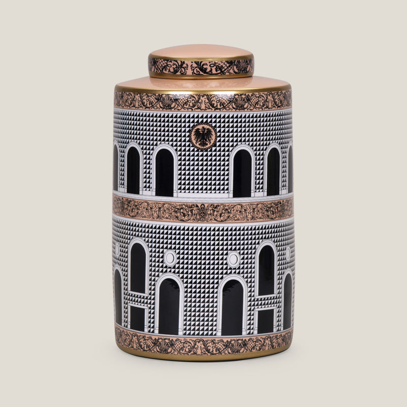 Colosseum Salmon Pink & Black Decor Jar L