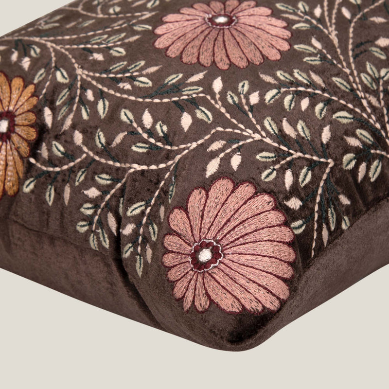 Oblong Leaves Emb. Cushion Cover