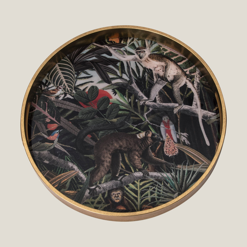 Safari Multicolor Round Serving Tray