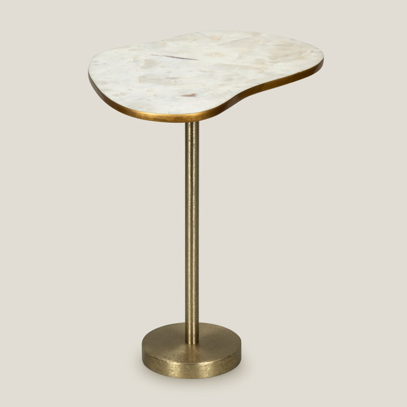 Tulee White & Gold Side Table