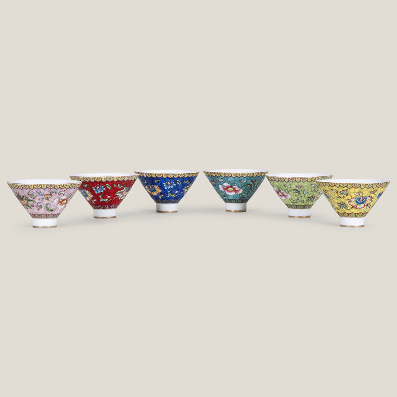 Ming Dynasty Multicolor Cup Set of 6