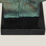 Cubist Antique Green Face Sculpture