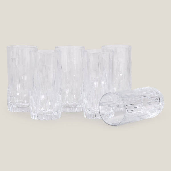 Shu Fa Clear Crystal Long Drink Glass Set of 6