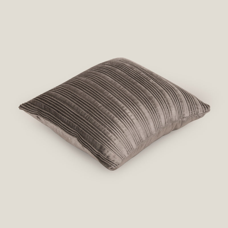 Zarrin Pleated Grey Velvet Cushion Cover