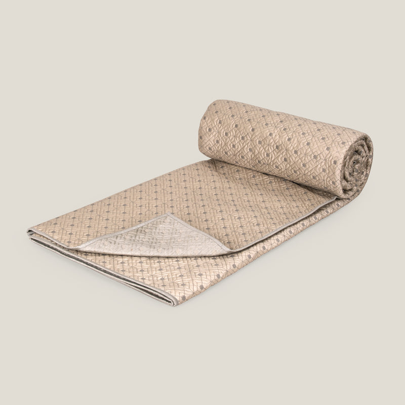 Mahsa Beige & Grey Reversible Bedspread