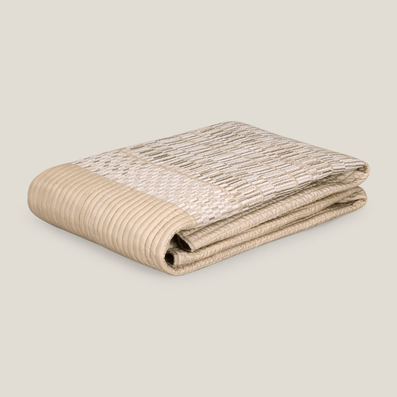 Enzo Beige Emb. Faux Silk Bedspread