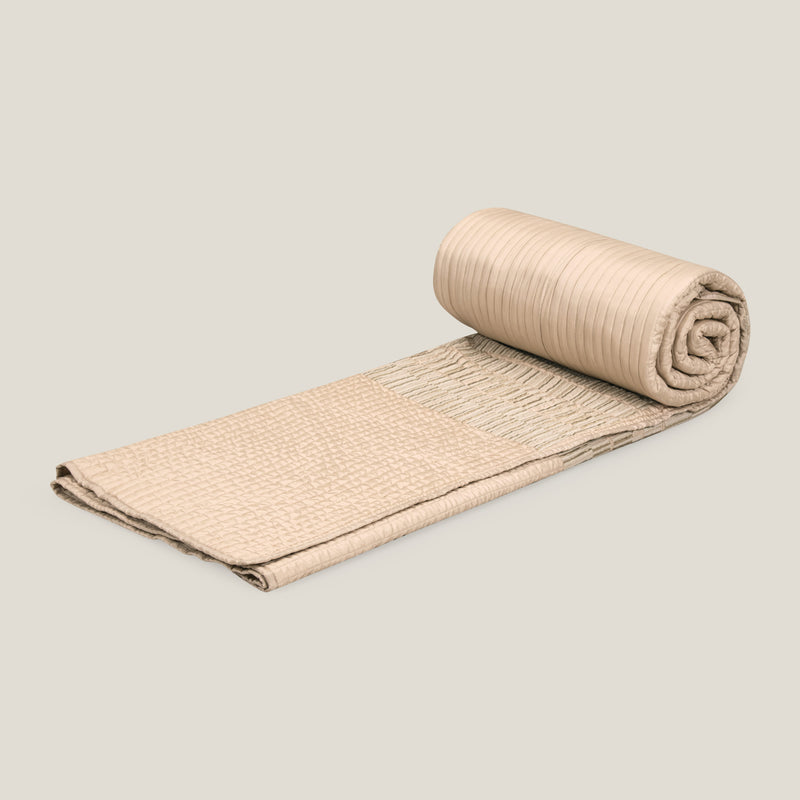 Enzo Beige Emb. Faux Silk Bedspread