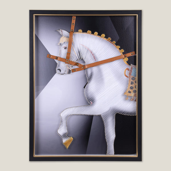 Equus Grey Framed Canvas