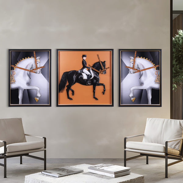 Equus Grey Framed Canvas