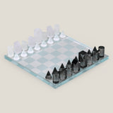 Prismatic Grey Crystal Chess Board