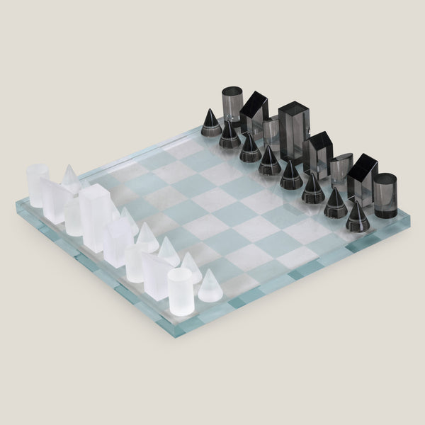 Prismatic Grey Crystal Chess Board