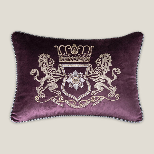 Leoa Plum Emb. Velvet Cushion Cover