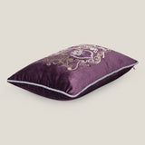 Leoa Plum Emb. Velvet Cushion Cover