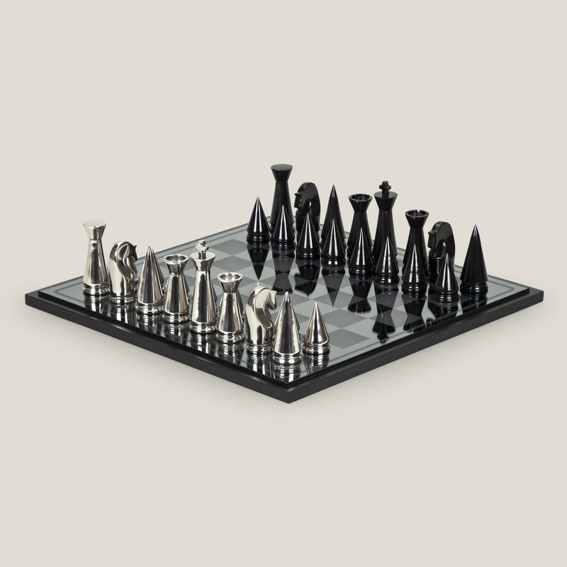 Art Decor Silver & Black Chess Set