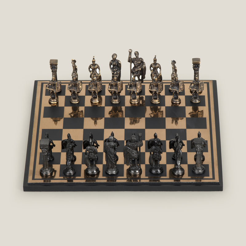 Greek Roman Antique Brown & Black Chess Set