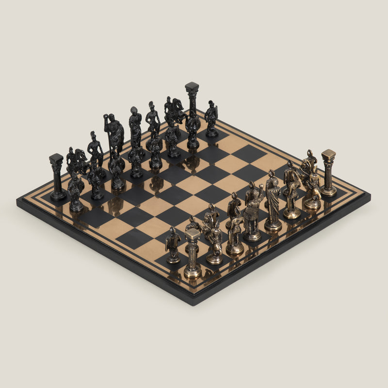 Greek Roman Antique Brown & Black Chess Set