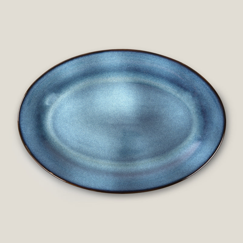 Wildflower Blue Oval Rice Platter