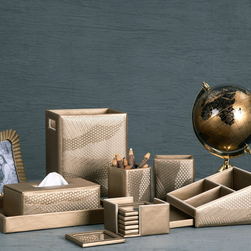 Dull Objects Set Pixel Dull Gold Desk Set – Address Home