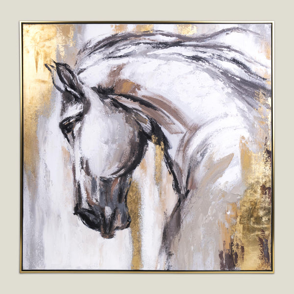 Namib Grey & Beige Horse Framed Canvas