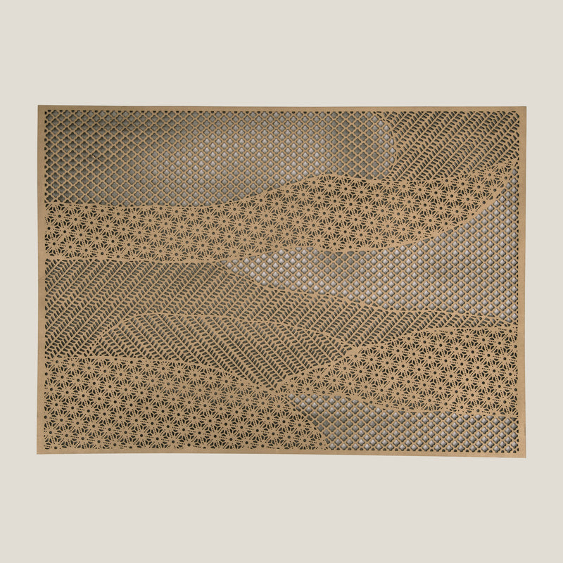 Pixel Dull Gold & Beige Placemat Set of 2