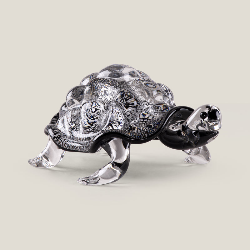 Duccio Di Segna Black & Silver Crystal Tortoise Sculpture