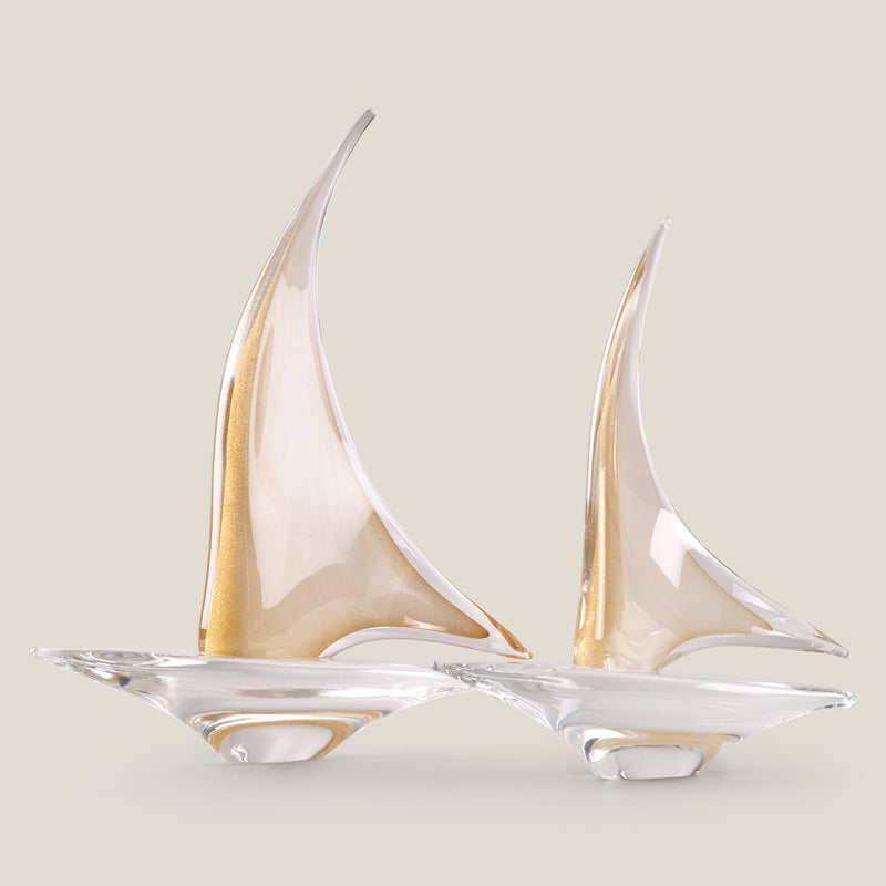 Duccio Di Segna Gold Crystal Sailing Boat Sculpture M