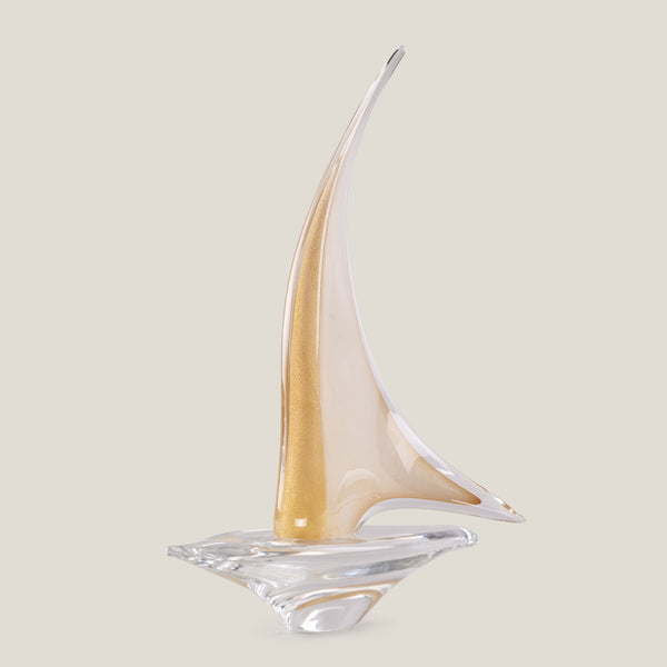 Duccio Di Segna Gold Crystal Sailing Boat Sculpture L