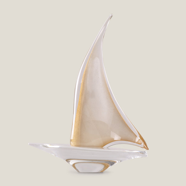 Duccio Di Segna Gold Crystal Sailing Boat Sculpture L