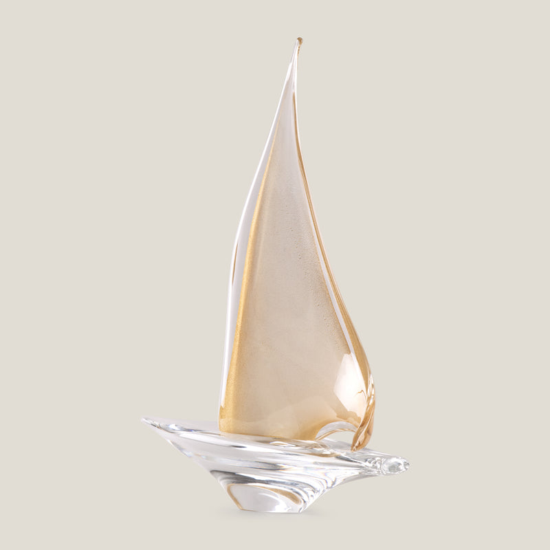 Duccio Di Segna Gold Crystal Sailing Boat Sculpture L