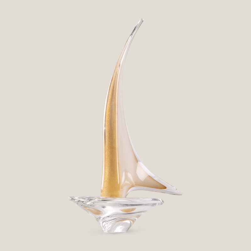 Duccio Di Segna Gold Crystal Sailing Boat Sculpture L