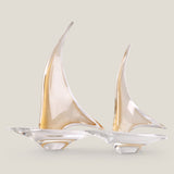 Duccio Di Segna Gold Crystal Sailing Boat Sculpture L