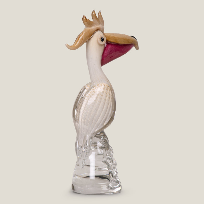 Duccio Di Segna White & Gold Crystal Pelican Sculpture