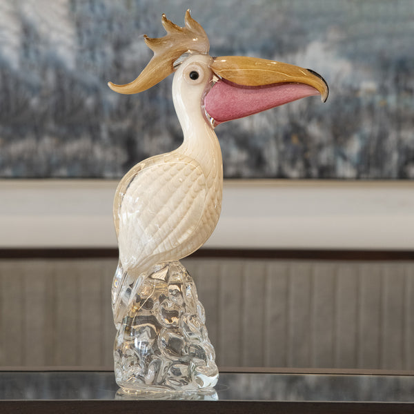 Duccio Di Segna White & Gold Crystal Pelican Sculpture