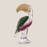 Duccio Di Segna Green & Pink Crystal Toucan Sculpture