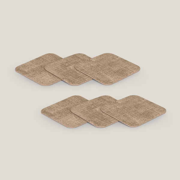 Luxe Textura Tan Coaster Set of 6