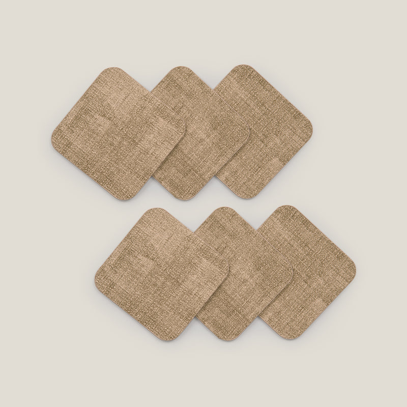 Luxe Textura Tan Coaster Set of 6