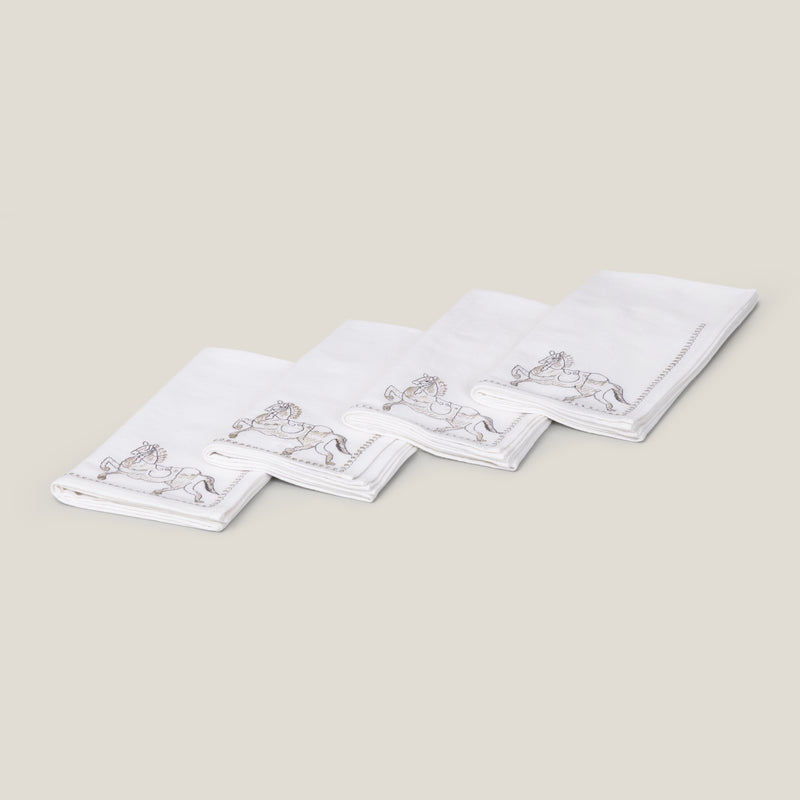 Mokuba Off White Emb. Napkin Set of 4