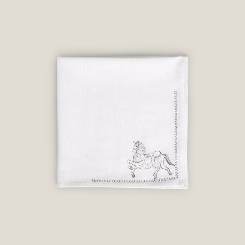 Mokuba Off White Emb. Napkin Set of 4