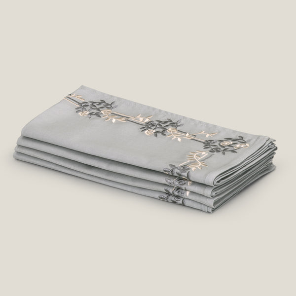 Vervaco Grey Emb. Napkin Set of 4