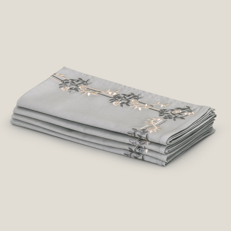 Vervaco Grey Emb. Napkin Set of 4