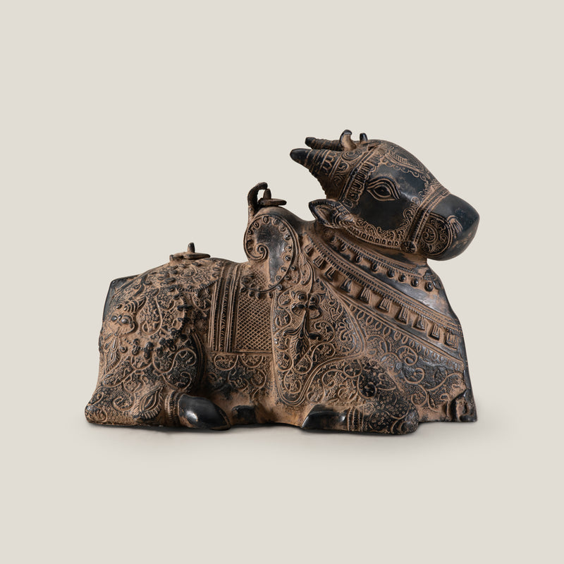 Lord Nandi Antique Grey Sculpture